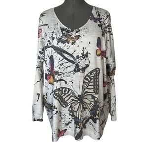 Luisa Ricci Butterfly print knit tunic 1X